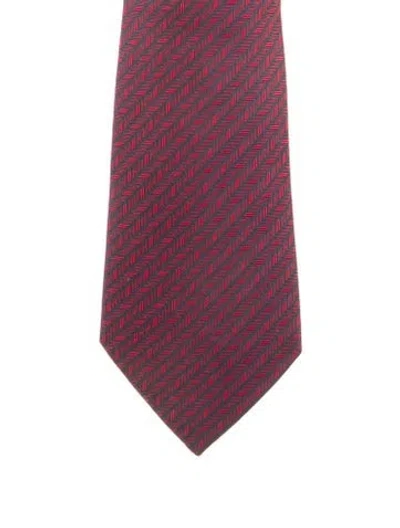 Pre-owned Hermes Hermès Silk Neck Tie In Red