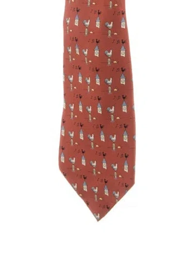 Pre-owned Hermes Silk Necktie In Red