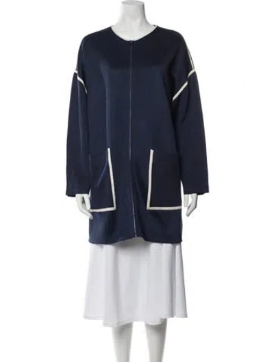 Pre-owned Hermes Silk Open Front Sweater In Blue