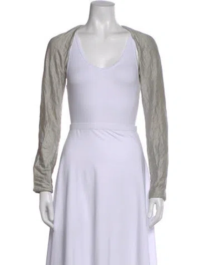 Pre-owned Hermes Silk Open Front Sweater W/ Tags In Silver