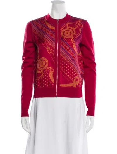 Pre-owned Hermes Silk Paisley Print Evening Jacket In Red