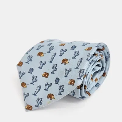 Pre-owned Hermes Silk Pastel Blue Tie