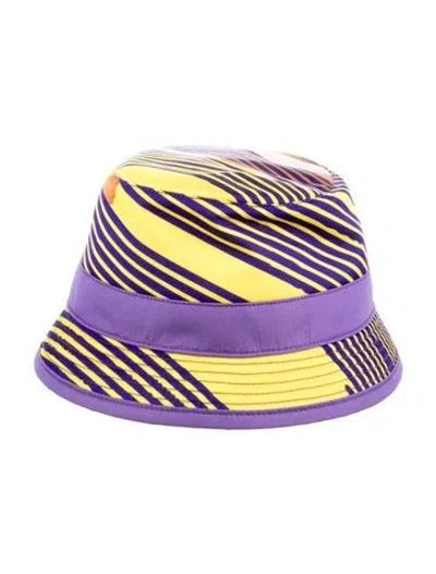 Pre-owned Hermes Silk Pattern Bucket Hat In Purple