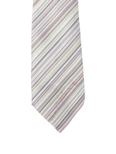 Pre-owned Hermes Silk Pattern Print Neck Tie In Gray