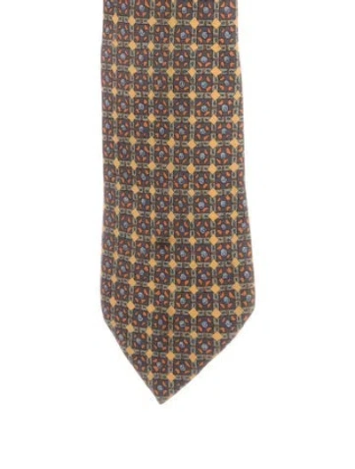 Pre-owned Hermes Silk Pattern Print Tie In Blue