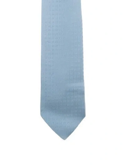 Pre-owned Hermes Silk Pattern Print Tie In Blue