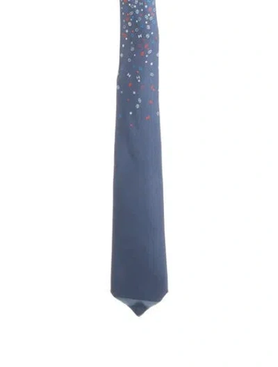 Pre-owned Hermes Silk Pattern Print Tie In Blue