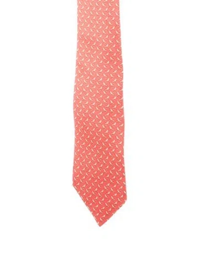 Pre-owned Hermes Silk Pattern Print Tie In Multi