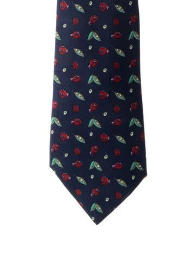 Pre-owned Hermes Silk Pattern Print Tie In Multi