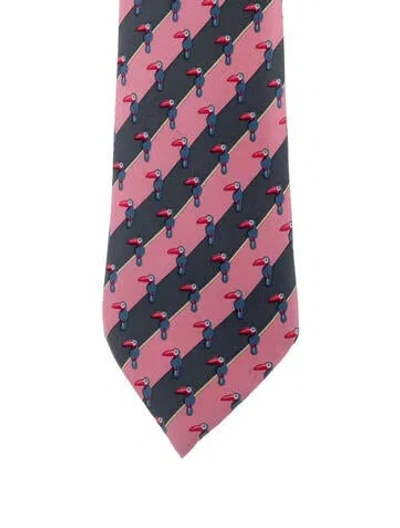 Pre-owned Hermes Silk Pattern Print Tie In Multi