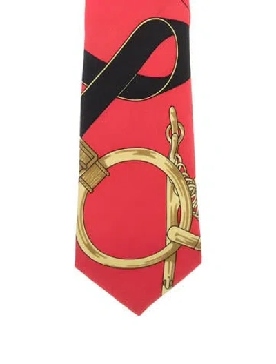 Pre-owned Hermes Silk Pattern Print Tie In Multi