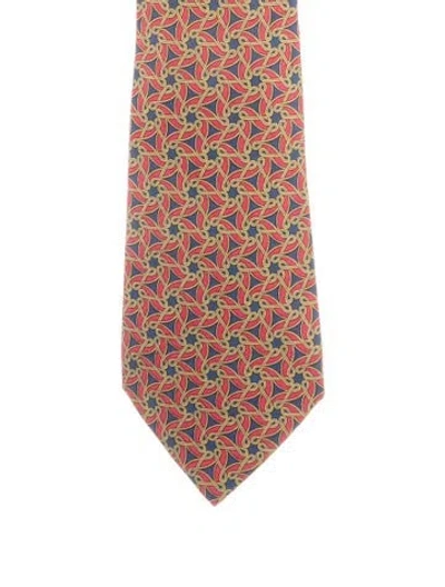 Pre-owned Hermes Silk Pattern Print Tie In Multi