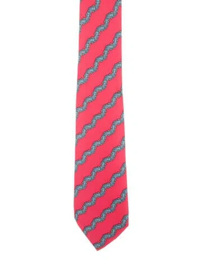 Pre-owned Hermes Silk Pattern Print Tie In Pink