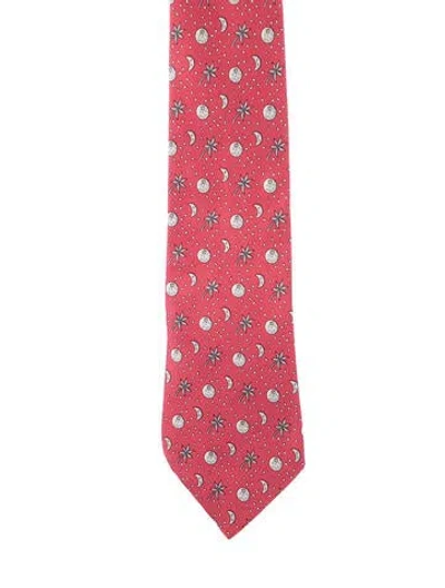 Pre-owned Hermes Silk Pattern Print Tie In Red