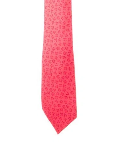 Pre-owned Hermes Silk Pattern Print Tie In Red