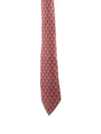 Pre-owned Hermes Silk Pattern Print Tie In Red