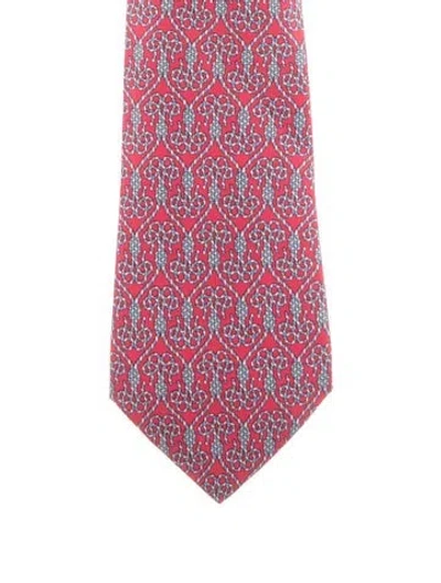 Pre-owned Hermes Silk Pattern Print Tie In Red