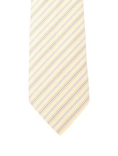 Pre-owned Hermes Silk Pattern Print Tie In Yellow
