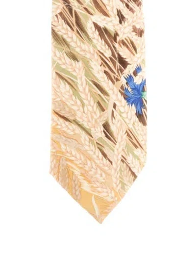 Pre-owned Hermes Silk Pattern Print Tie In Yellow