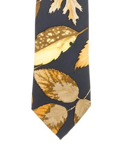 Pre-owned Hermes Silk Pattern Tie In Black