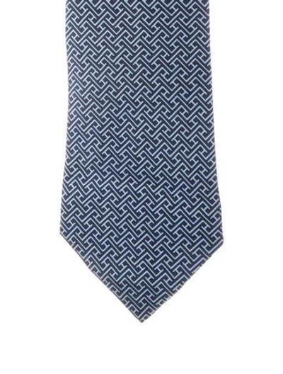 Pre-owned Hermes Silk Pattern Tie In Blue
