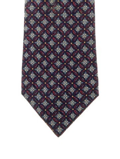 Pre-owned Hermes Silk Pattern Tie In Blue