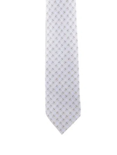 Pre-owned Hermes Silk Pattern Tie In Blue