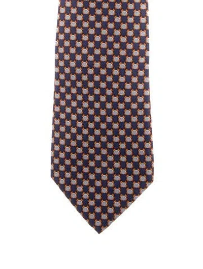 Pre-owned Hermes Silk Pattern Tie In Blue