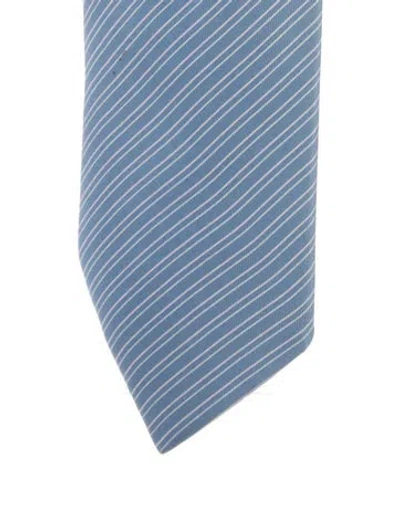 Pre-owned Hermes Silk Pattern Tie In Blue