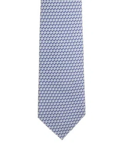 Pre-owned Hermes Silk Pattern Tie In Blue