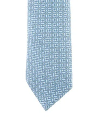 Pre-owned Hermes Silk Pattern Tie In Blue