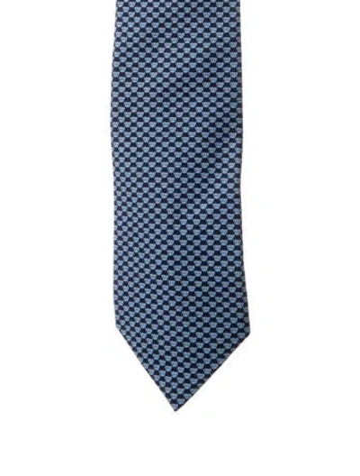 Pre-owned Hermes Silk Pattern Tie In Blue