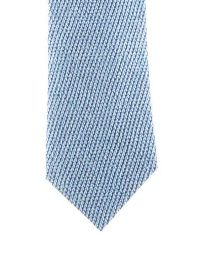 Pre-owned Hermes Silk Pattern Tie In Blue