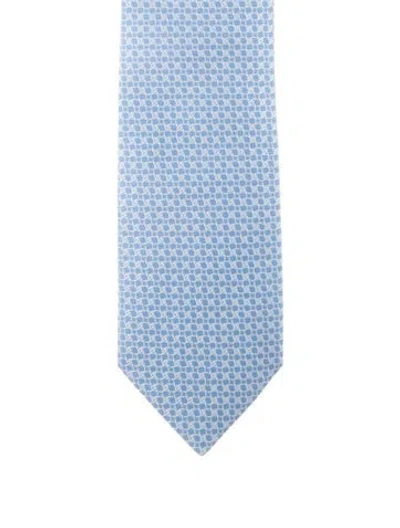 Pre-owned Hermes Silk Pattern Tie In Blue