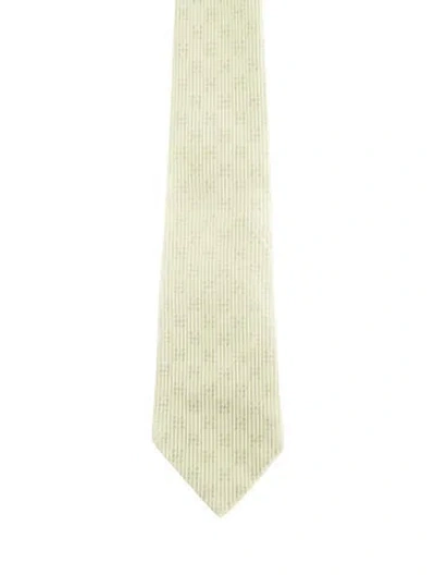 Pre-owned Hermes Silk Pattern Tie In Green