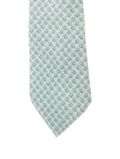 Pre-owned Hermes Silk Pattern Tie In Green