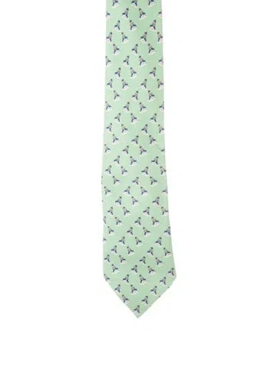 Pre-owned Hermes Silk Pattern Tie In Green