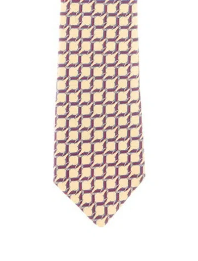 Pre-owned Hermes Silk Pattern Tie In Neutral