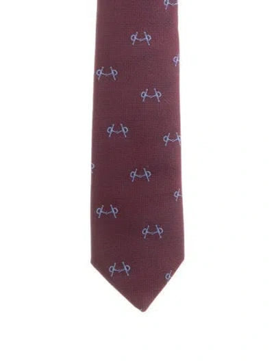 Pre-owned Hermes Silk Pattern Tie In Neutral