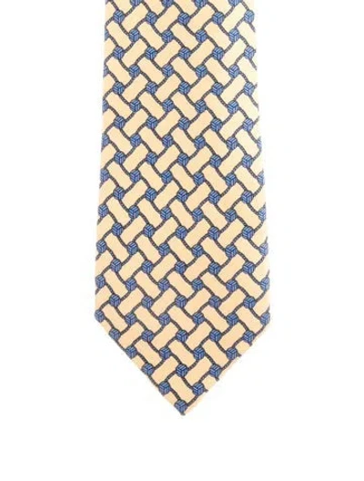 Pre-owned Hermes Silk Pattern Tie In Neutral