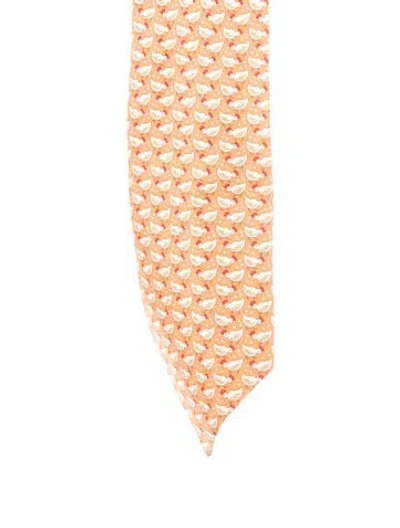 Pre-owned Hermes Silk Pattern Tie In Orange