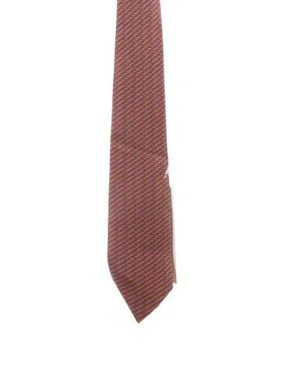 Pre-owned Hermes Silk Pattern Tie In Orange
