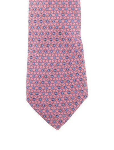 Pre-owned Hermes Silk Pattern Tie In Pink