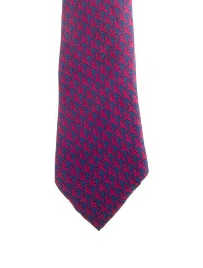 Pre-owned Hermes Silk Pattern Tie In Purple