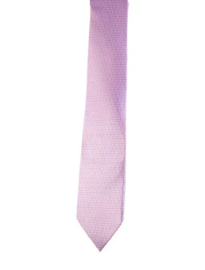 Pre-owned Hermes Silk Pattern Tie In Purple