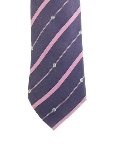 Pre-owned Hermes Silk Pattern Tie In Purple