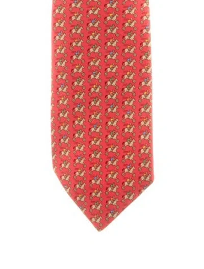 Pre-owned Hermes Silk Pattern Tie In Red