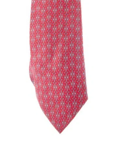Pre-owned Hermes Silk Pattern Tie In Red
