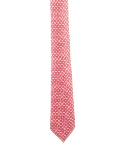 Pre-owned Hermes Silk Pattern Tie In Red