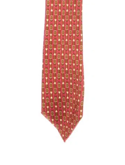 Pre-owned Hermes Silk Pattern Tie In Red